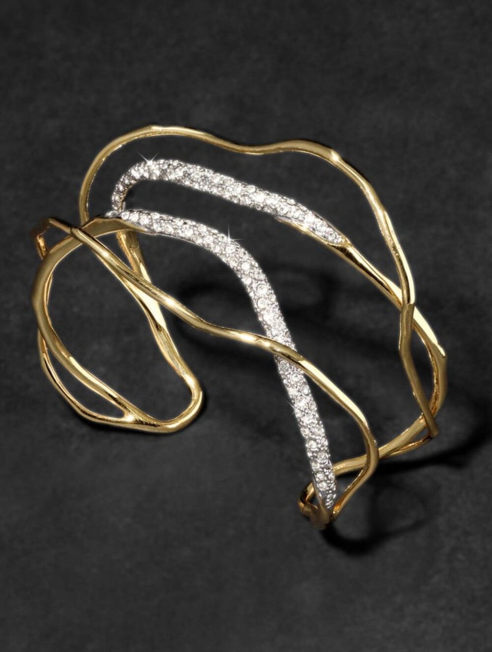 Alexis Bittar Solanales Gold Crystal Intertwined Cuff Bracelet